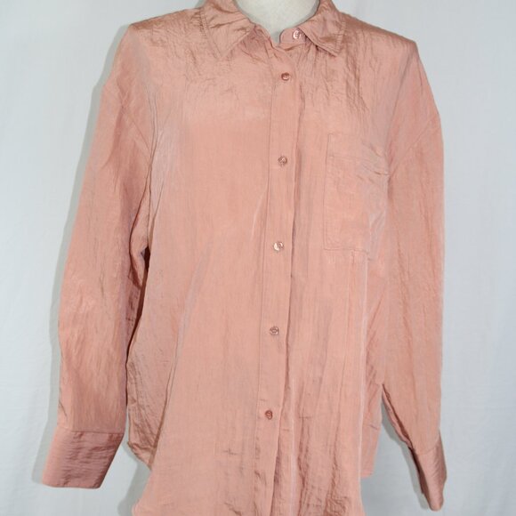 House Of Harlow 1960 Long Sleeve Button Down Shirt In Pale Peach Size M - Picture 2 of 12